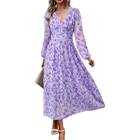 ChooTeeYeen Women's V Neck Wrap Maxi Dress Cover