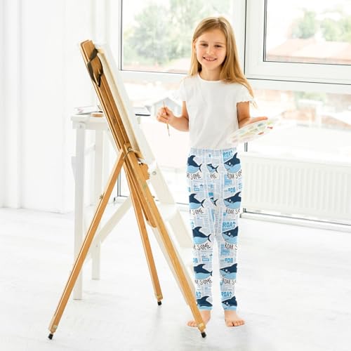 ALAZA Girls' Leggings Children's Yoga Pants Skinny Printed Dance Shark Newspaper Comfortable 4T4