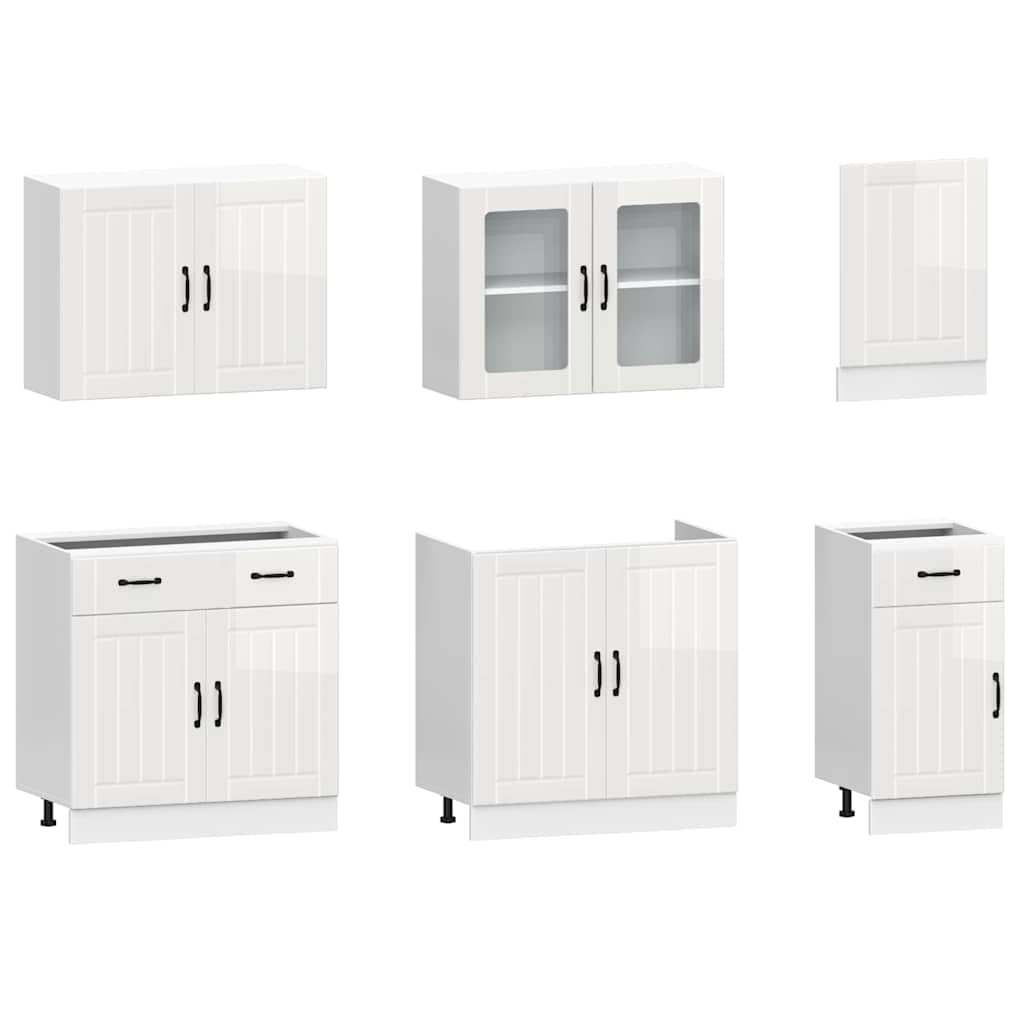 Ensemble de 7 meubles de cuisine Lucca - Blanc brillant