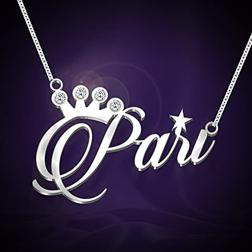 Image of Pari Cursive Gold & Silver Name Pendant Necklace, Best Jewelry Gift for Girls.