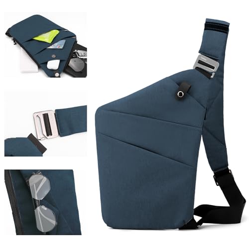 Anti Theft Crossbody Bag,Sling Bag for Women Men,Multi-pocket Chest Shoulder Bag for Travel, Sport, Work