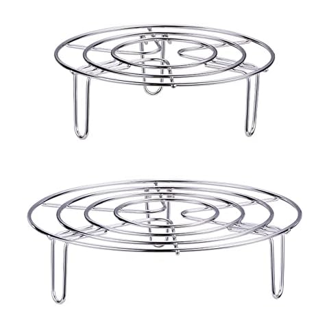 2Pcs Round Cooking Cooling Racks Stainless Steel Round Rack for Steaming Rack and Air Fryer Cooking Steamer Rack for Air Fryer Pressure Cooker Oven 15.5x5cm/19.5x5.5cm Cover
