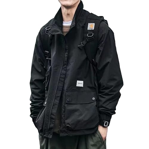 HaiZi XiHuan Windbreaker Gothic Clothes Streetwear Bomber Tactical Techwear Zipper Jacket Flight Jackets for Men