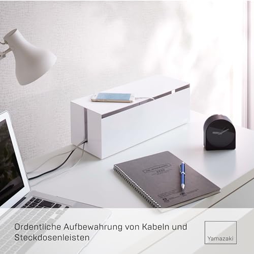 Yamazaki 2707 WEB Kabelbox, weiß, PC-ABS Harz, Minimalistisches Design, 40 x 15,5 x 14,5 cm (LxBxH)