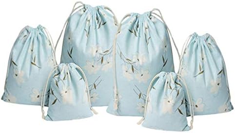 6PCS Cotton Linen Drawstring Storage Bag Pouch Bulk Sack Pull String Home Travel
