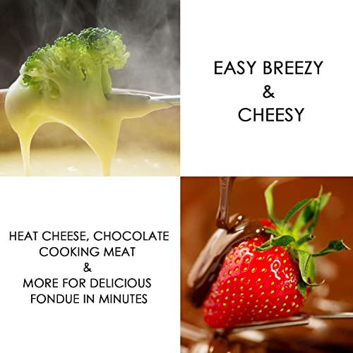 Artestia 11-Piece Cast Iron Fondue Set With Adjustable Burner 6 Colored Forks, 5-Cup Red Cheese Fondue Pot, Perfect For Chocolate, Caramel, Meat, 4-6 Person #TOP5