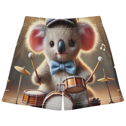 Girls Cute Dapper Koala Drummer Shorts Athletic Lounge Summer Clothes Kids Comfy Pajama Sleep Wear, X-Small
