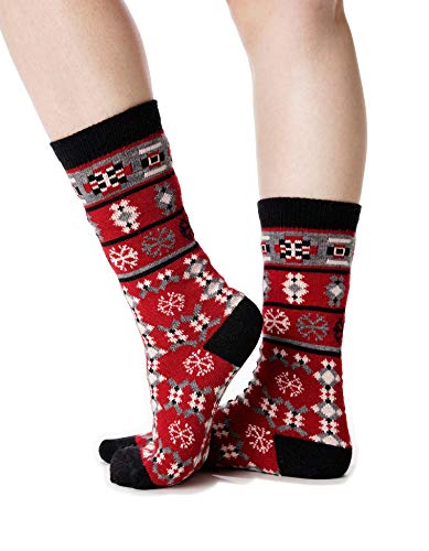 Invisible World Women's Alpaca Socks Warm Thin Cozy Winter Gear Snowflake L XL