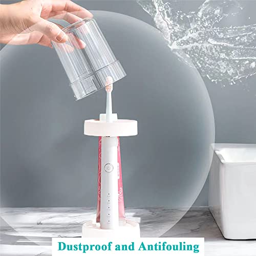 2 Pack Toothbrush Holder with Cover/Cup, Adujustable Height Electric Toothbrush Holders with 2 Slots, Compatible with Toothpaste, Conventional or Electric Toothbrush Holder for Bathrooms — view 3