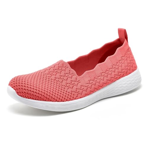 Image of Puxowe Women's Slip-On Walking Shoes | Lightweight Knit Sneakers with Memory Foam Insole, Breathable & Wide Fit Available for Daily Walking, Casual & Travel