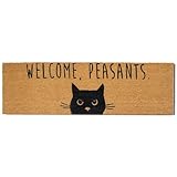 Welcome Peasants Cat Doormat 50x15 Inch, Black Cat Gift, Large Welcome Mat for Covered Area, Extra Large Door Mat