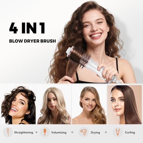 Image of Blow Dryer Brush,Travel Hair Dryer Brushs, 4-in-1 Hot Air Brushs-with for Drying, Straightening, Curling & Volumizing, Mini Ionic Thermal Brush Hair Dryer-for Women