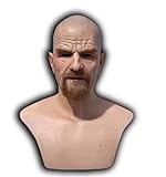 Xierdio Classics Realistic Bald Old Man Mask,Breaking Bad Walter White Mask Adult Halloween Party Props Latex Pink Large (A)