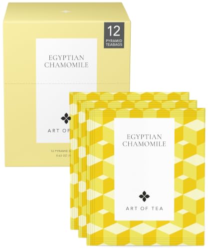 Art of Tea | Organic Egyptian Chamomile Tea Bags (Naturally Caffeine Free) | 12 Count Sampler Box