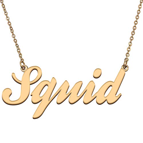 HUAN XUN Custom Personal Pendant Name Necklace Personalized My Best Friendship Gifts for Her Squid