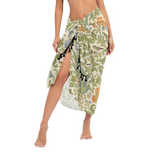 Traje de baño beige Retro Iris Bird William Morris de una pieza para mujer 2
