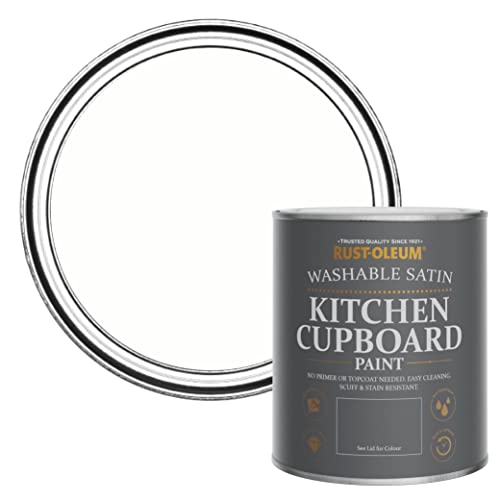 Rust-Oleum White Scrubbable Kitchen Cupboard Paint in Satin Finish - Chalk White 750ml