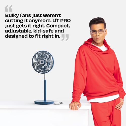 Image of NUUK LIT PRO Rechargeable Table Fan| 3 Mood Lights| 20 hrs Run time| 8000 mAh Battery| 9 inch Wireless Fan with Magnetic Remote| Super-silent BLDC Motor| 120 Auto Oscillation| Type - C Charging