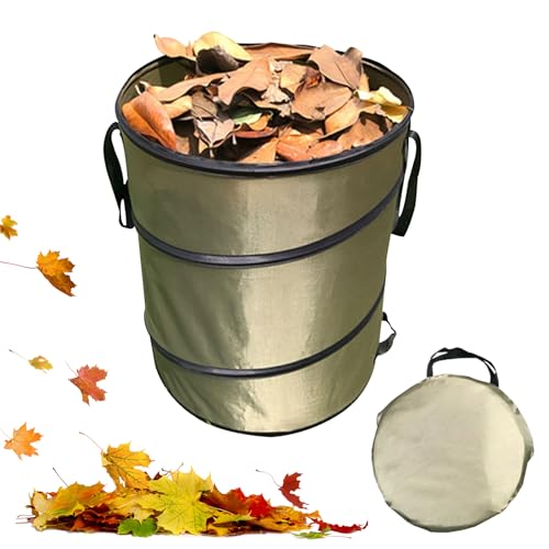 113L Sacchi da Giardinaggio, Pieghevole Sacco per Rifiuti da Giardino, Sacchi per Foglie Autoportanti con Coperchio, Raccogli Erba Tagliata, Foglie, Ideale per Rifiuti da Giardino