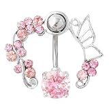 Gsdviyh36 Body Piercing Jewelry,14G Butterfly Rhinestone Belly Barbell Button Ring NavelPerfect a Je