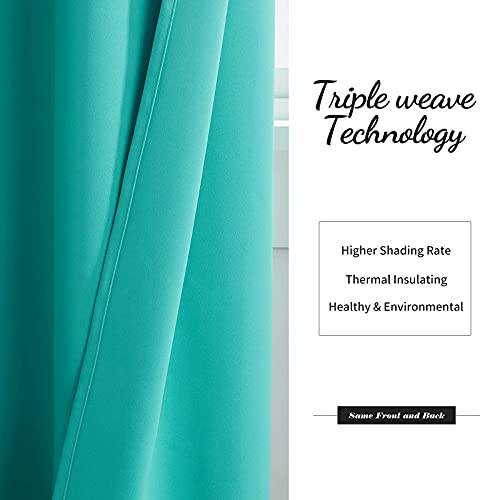 Toava Deco Turquoise Blackout Grommet Curtains 84 Inches Long 2 Panels 52X84 And Fashionable Printed Blackout Grommet Curtains Vertical Color Block 84 Inches Long 2 Panels 52X84 #TOP3