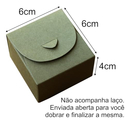 Caixinha 6x6x4cm para Bem-casado ou Lembrancinha sem laço Papel Verde Oliva - 100 peças
