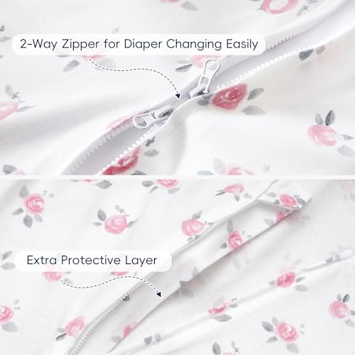 Image of PHF 2 Pack Baby Wearable Blanket 12-18 Months, Rayon Derived from Bamboo, Ultra Soft TOG 0.5 Baby Wearable Blankets with 2-Way Zipper, Large Size, Floral
