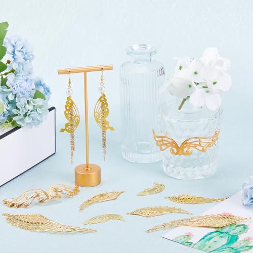 SUNNYCLUE 1 Box 58Pcs Gold Filigree Connectors Filigree Charm Pack Filigree Embellishments Filigree Angel Wings Hollow Wing Charms Connector Charms for jewellery Making DIY Earrings Bracelet Necklace - Image 4