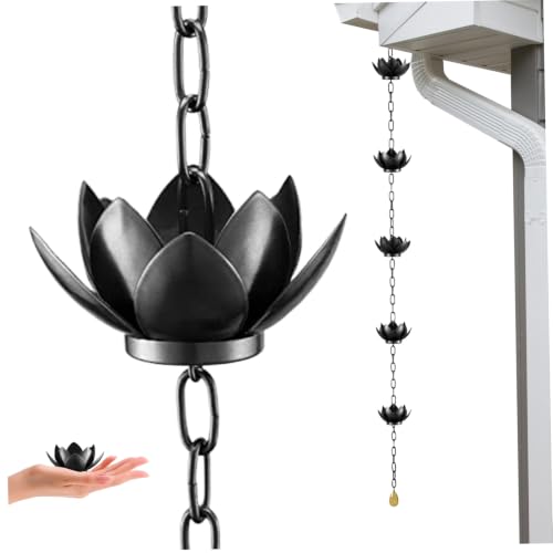 Chaîne de Pluie en métal de 1, 9 m avec 12 Tasses Lotus Hbbgdiy