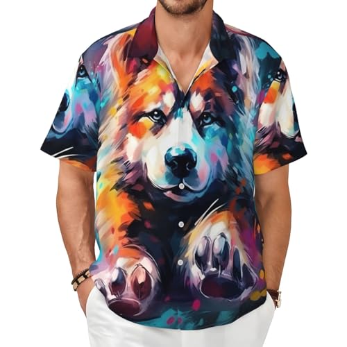 Chemise d'été homme à empreintes de pattes pour le quotidien et les voyages