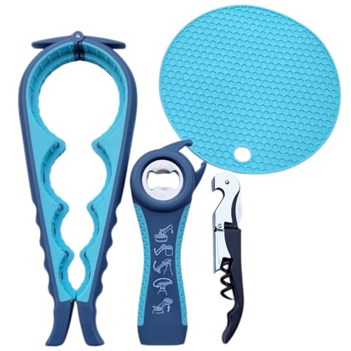 Glasöffner Set 4-teilig – Rutschfester Griff – Einfaches...