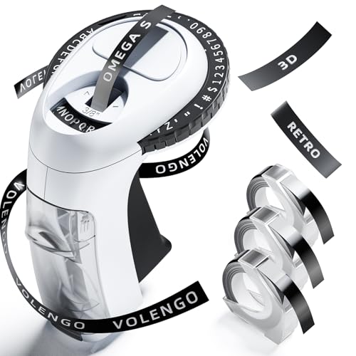 VolenGo Embossing Label Maker Machine with Tape Vintage Label Maker Labeler Contain 3 Rolls 0.35inch 3D Plastic Withstand Water Embossed Labeling Tapes Old School Embosser Handheld & Portable
