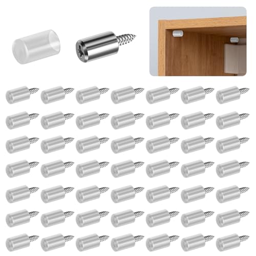 Vasmeiy 50 Pezzi Reggimensola Legno Staffe Per Mensole Con Manicotto In Gomma Perni Di Supporti per Mensole, Supporti Per Scaffali, Per Librerie, Armadietti,Armadietto Del Vino, Mobile per Scarpe