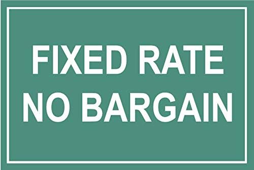 VVWV Fixed Rate No Bargain Sign Sticker for Wall Printed Waterproof Stickers Size L X H 30 x 20 CMS