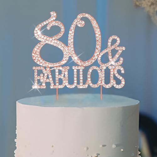 Jaciya Cake Topper 80th Birthday Decorations 80 & FABULOUS Cake Topper