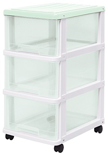 サンコープラスチック 収納引き出し ストッキー ストッカー 3段 ライトグリーン 約幅34.5×奥行47×高さ70cm 453228