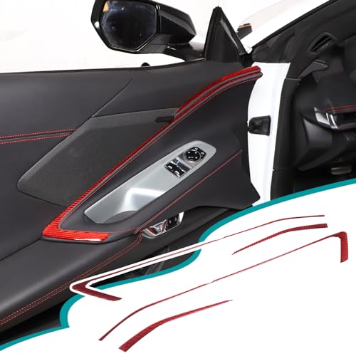 Panel antipatadas de carbono suave rojo compatible con el interior de Corvette C8 2020-2023