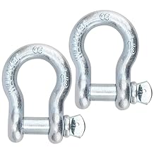 KEILEOHO 2 Pack 1 Inch D Ring Shackles, 19 Ton 41888 Lbs Maximum Break Strength Heavy Duty Towing Shackle, Bow Shackle, Carbon Steel Screw Pin Anchor Shackle for Tow, Lifting, Silver