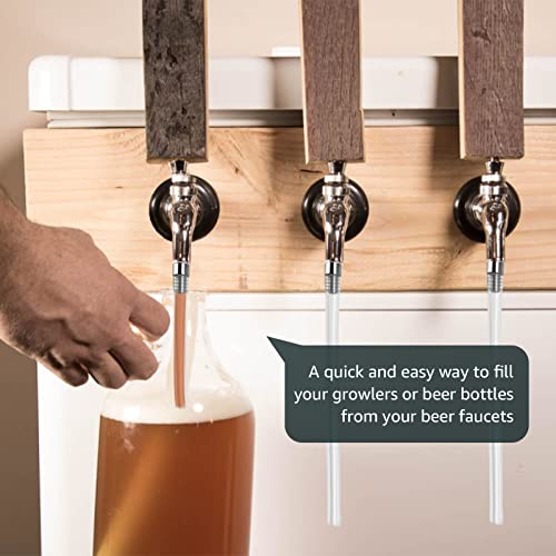 Wellbom 2 Pcs Growler Filler, 12'' Silicone I.d 5/16" Growler Filling Tubing Stainless O.d 1/2'' Bottle Filler Barb Fitting With Sealing O-Ring For I.d 12.63-12.7Mm Kegerator Tap Beer Faucet Outlet #TOP5