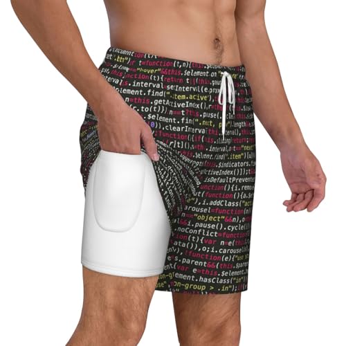 Short de bain homme codage informatique en tissu léger et séchage rapide