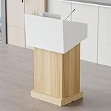MZQMK Wooden Podium Stand, Speaking Podium with Storage Shelf, Hostess Stand for Restaurant, Lecture Podium, for Restaurants, Churches, Seminars and School(Color:Light Walnut)