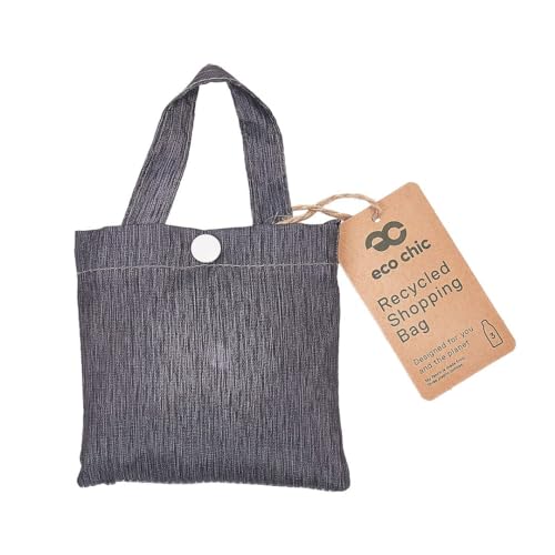 ECO CHIC Lightweight Foldable Reusable Shopping Bag, Grey - Image 2