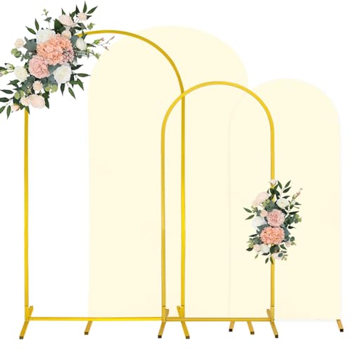 7.2FT, 6FT Wedding Arch Stand and Matching Light Purple Spandex Fitted Arch Backdrop Cover Set, Round Top Chiara Backdrop Stands and Covers for Birthday Party Baby Shower Banquet Decor (Light Purple) by JALANCY - Used condition - US$41.97