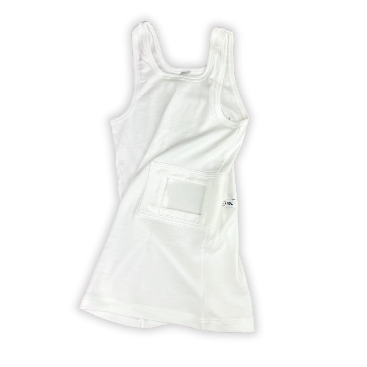 Pumpenshirt weiß – mit integrierter Pumpentasche und Sichtfenster, wählbar rechts/links – für Insulinpumpe – in Größen 104-164 (Tasche rechts, 146-152)