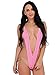 FEESHOW Women's Sling Shot One Piece Bikini Monokini Swimwear Swimsuit Bodysuit Pink One Size