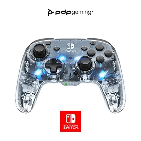 Afterglow LED Wireless Deluxe Gaming Controller - Licensed by Nintendo for Switch and OLED - RGB Hue Color Lights - See through Gamepad Controller - Paddle Buttons Cover