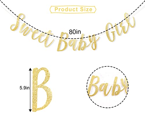 Gold Sweet Baby Girl Banner - Baby Shower Baby Boy Party, It’s A Girl , Baby Shower Decorations , Gender Reveal Decoration , Gold Glitter Banner Sign Garland , First Birthday Party Decoration (Sweet Baby Girl Banner) #TOP4