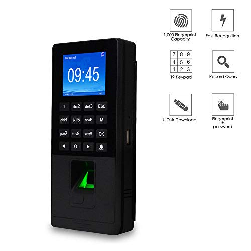 DAETNG Máquina biométrica de Asistencia con contraseña de Huellas Dactilares, Registrador de Registro de empleados de nómina, Pantalla TFT a Color de 2.8 Pulgadas para Las entradas, oficinas