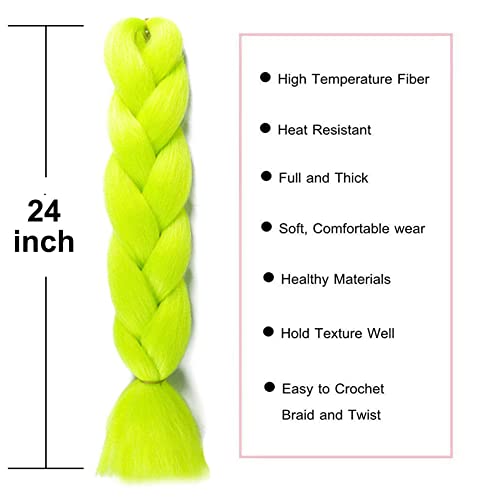 Colorfulpanda 3ps/pack 24inch Box Braid Hair Extensions,Synthetic Jumbo Braid Hair Extension Afro African Hair Extensions for Braiding Crochet Twist Hair,Bright Green - Image 3