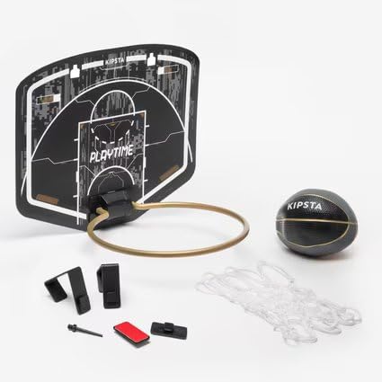 Image of JPORA Kid's Mini Basketball Hoop Include-Hoop,Net,Board Two Hanging System(Wall & Door),Mini Basketball,inflate Needle (Black /Golden)